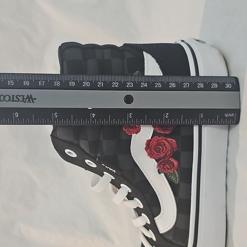 Vans Filmore High Top, Rose Embroidered Sneakers Women's 7.5 Used - Picture 13 of 16